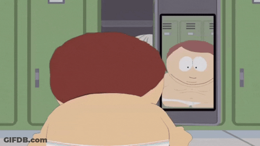 Trey Parker In The Mirror GIF