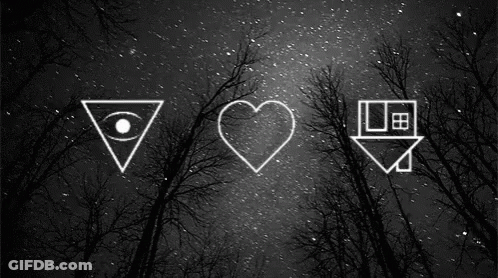 Triangle Heart House Eye Black And White GIF