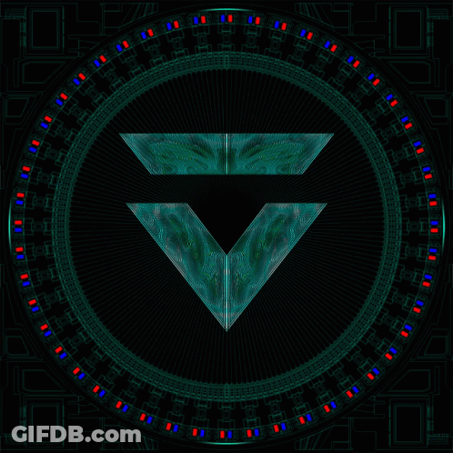 Triangle Inside Circle With Red And Blue Lights GIF