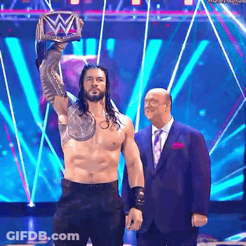Tribal Chief Roman Reign Wins Match Raise Belt GIF