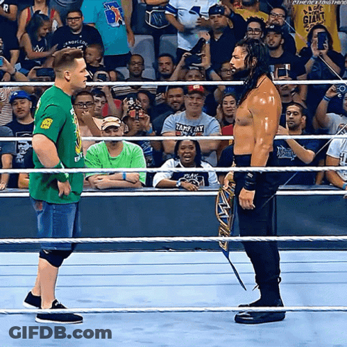 Tribal Chief With John Cena In Wrestling Ring GIF