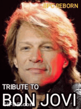 Tribute To Bon Jovi Poster With Man's Face GIF