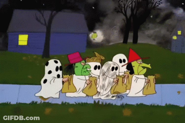 Trick Or Treat Animated Characters Walking GIF