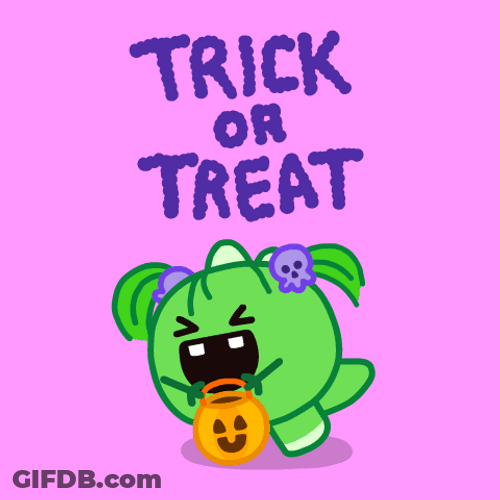 Trick Or Treat Animated Happy Baby Dinosaur GIF
