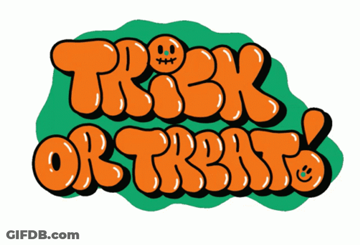 Trick Or Treat Orange And Green Font GIF