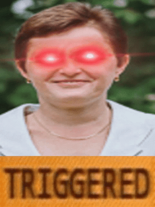 Triggered Lady With Red Eyes GIF