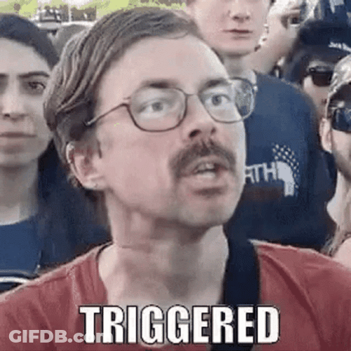 Triggered Protester With Moustache GIF
