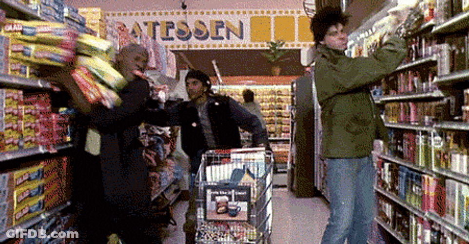 Trio Doing Black Friday Supermarket Shopping GIF