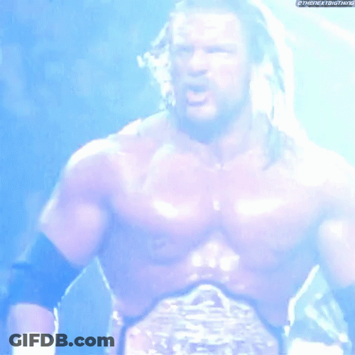 Triple H Screaming While Flipping Hair GIF