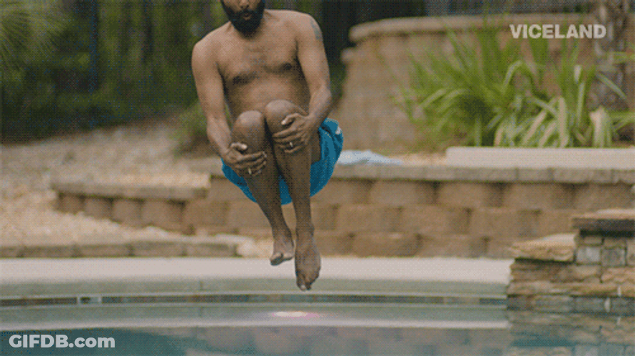 Triple Lindy Drunk Pool Dive GIF
