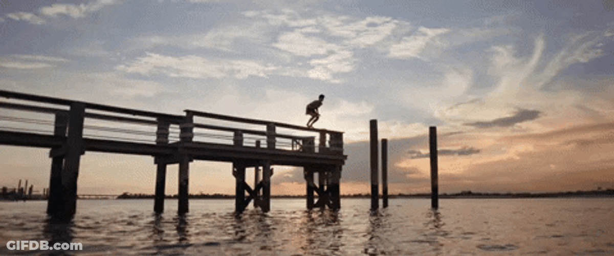 Triple Lindy Summer Dive Crescent Beach Pier GIF