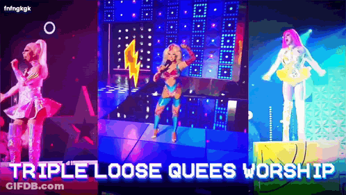 Triple Loose Queens Worship Collage GIF