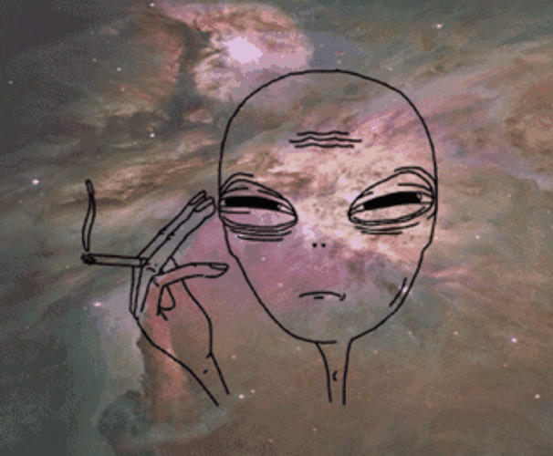 Trippy Dope Galaxy Alien Smoking GIF