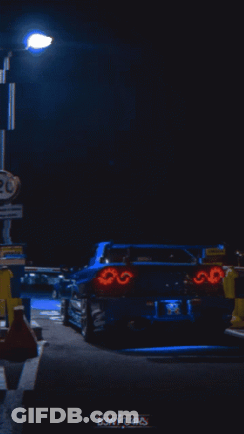 Trippy Nissan Skyline R34 Dark Night GIF