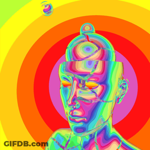 Trippy Rainbow Art Brain Blast GIF