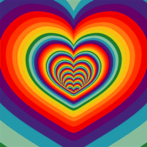 Trippy Rainbow Heart Tunnel GIF