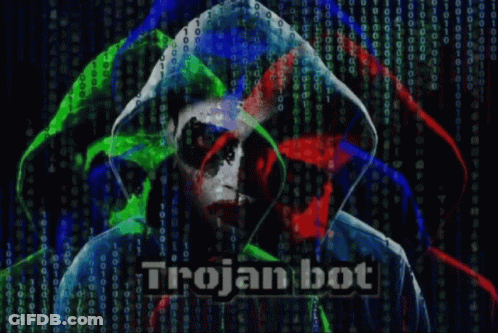 Trojan Bot By Tacovai Shows A Joker In A Hood GIF