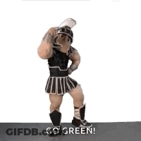 Trojan Stuffed Animal Dancing Saying Go Green GIF