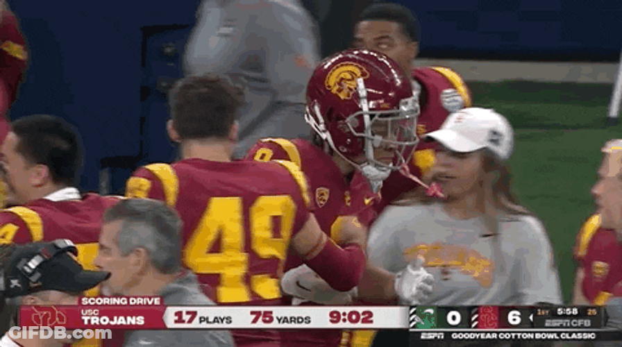 Trojans Tapping Helmets Timeout GIF