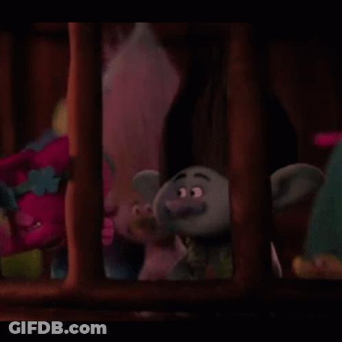 Troll Behind Bars Looking Out Window GIF