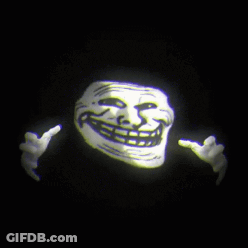 Troll Face Projected With Glitch Effect GIF