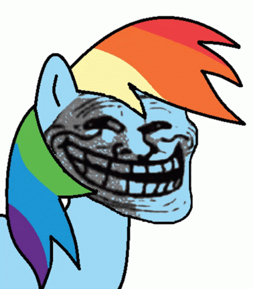 Troll Face Rainbow Hair GIF