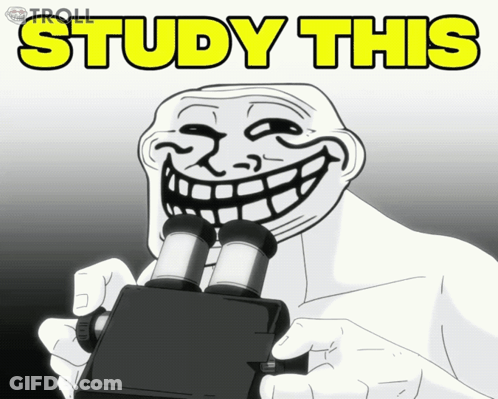 Troll Holding Microscope Saying Study This GIF