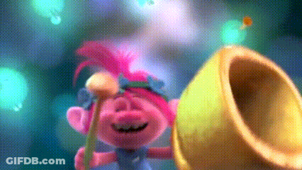 Troll Holding Trumpet And Flower GIF