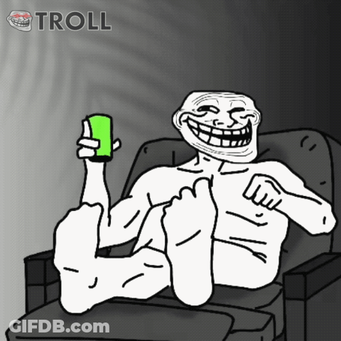 Troll With Feet Up Holding Cell Phone GIF