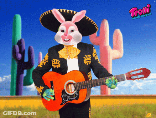 Trolli Bunny Playing Guitar GIF