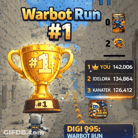 Trophy Saying Warbot Run #1 GIF