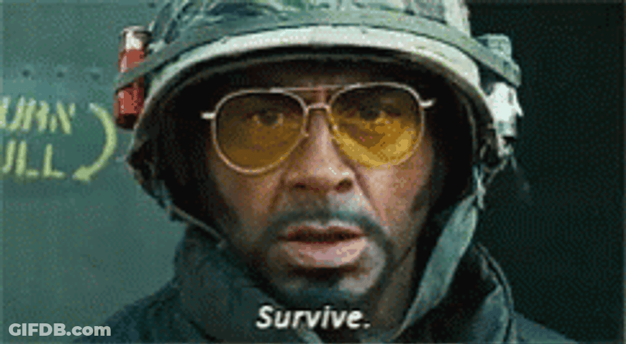 Tropic Thunder Robert Shouting Survive GIF