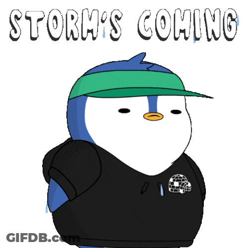 Tropical Storm Coming Pudgy Penguin GIF