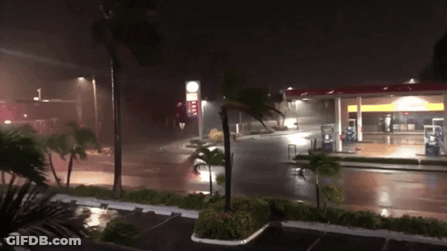 Tropical Storm Panoramic Shot Downtown Flooding GIF