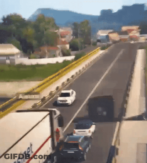 Truck Crash Bump Another Car GIF