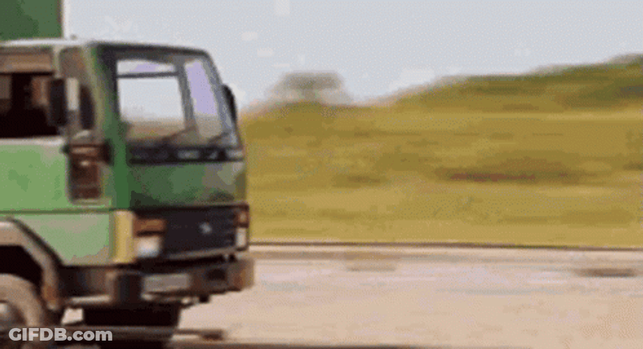 Truck Crash Hitting Street Pole GIF