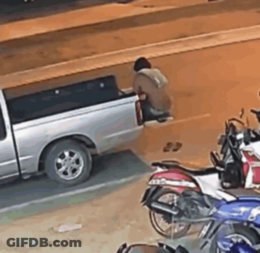 Truck Crash Person Fall Down GIF