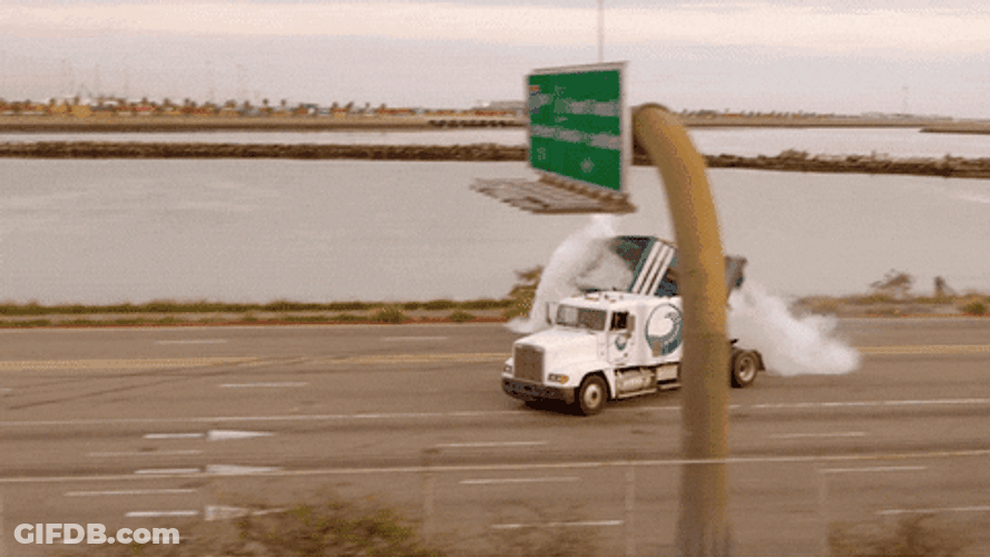 Truck Crash Rolling Around Smoking GIF