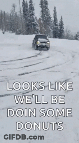 Truck Doing Donuts In Snow GIF