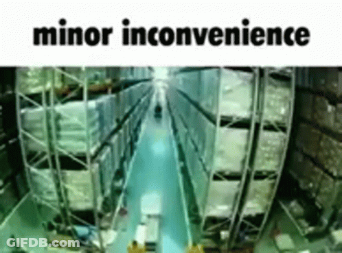 Truck Driving Down Conveyor Belt With Minor Inconvenience GIF