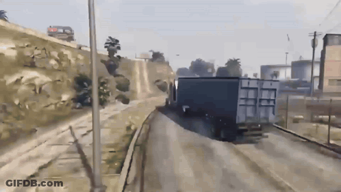 Truck Driving Down Road With Billboard GIF