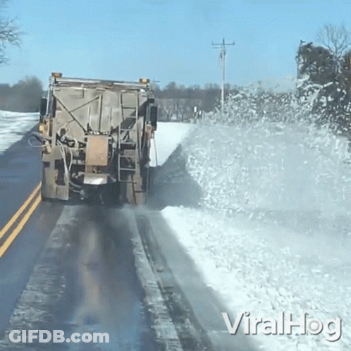 Truck Plowing Snow Viralhog GIF