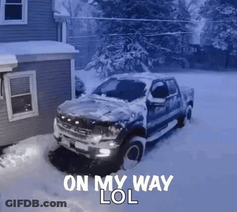 Truck Stuck In Snow On My Way Lol GIF