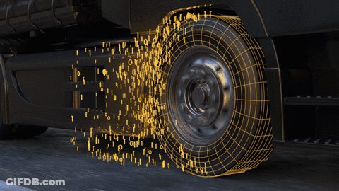Truck Tire With Binary Numbers GIF