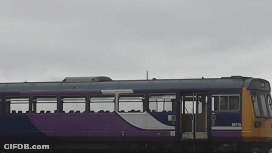 Truck Towing Train Crash GIF