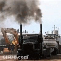 Truck With Smoke Coming Out Of Exhaust Pipes GIF