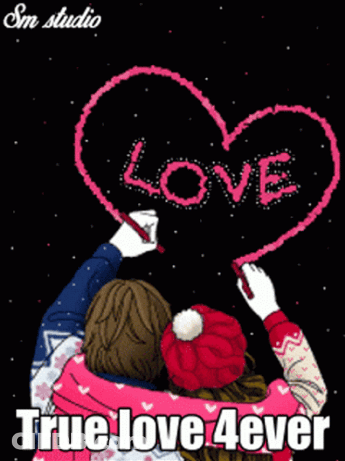 True Love Forever Heart Draw GIF