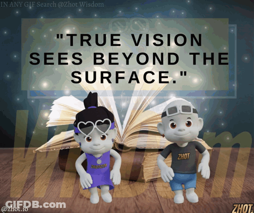 True Vision Sees Beyond The Surface Poster With Boy And Girl GIF