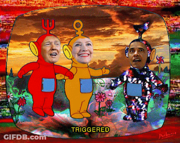Trump Clinton Obama Teletubbies Funny Meme GIF