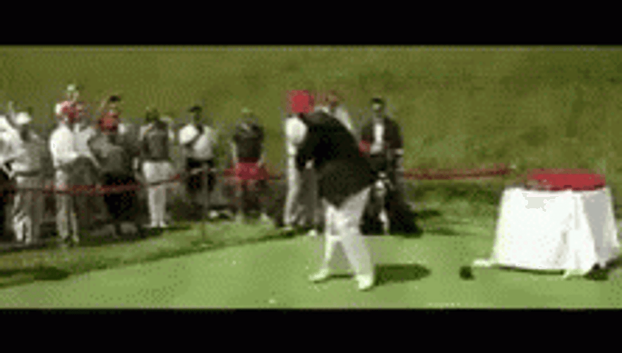 Trump Golf Ball Hits Lady GIF